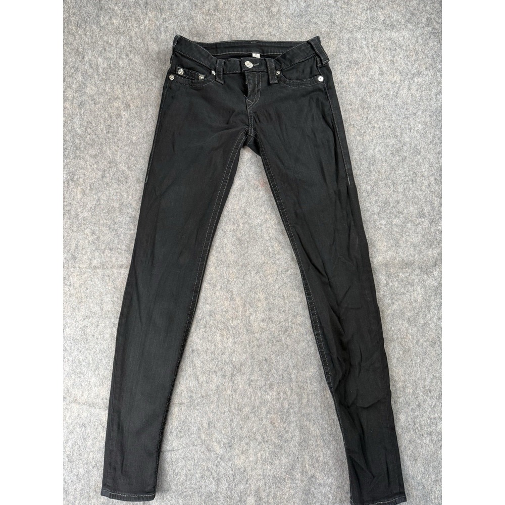 True Religion Black Mid Rise Stretch Denim Skinny Jeans Women's Size 27 - Picture 1 of 8